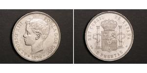 5 Песета Королівство Іспанія (1874 - 1931) Срібло 