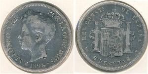 5 Песета Королівство Іспанія (1874 - 1931) Срібло 