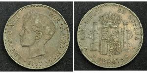 5 Песета Королівство Іспанія (1874 - 1931) Срібло 