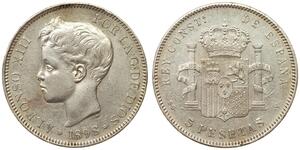 5 Песета Королівство Іспанія (1874 - 1931) Срібло 