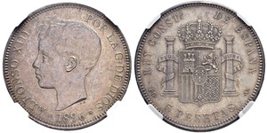 5 Песета Королівство Іспанія (1874 - 1931) Срібло 