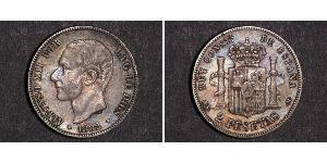 5 Песета Королівство Іспанія (1874 - 1931) Срібло Alfonso XII of Spain (1857 -1885)