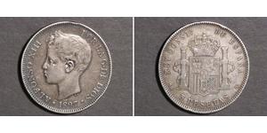 5 Песета Королівство Іспанія (1874 - 1931) Срібло 