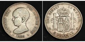 5 Песета Королівство Іспанія (1874 - 1931) Срібло Alfonso XIII of Spain (1886 - 1941)