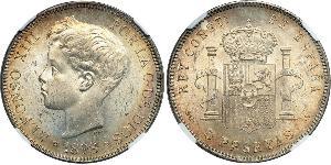 5 Песета Королівство Іспанія (1874 - 1931) Срібло 