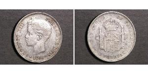 5 Песета Королівство Іспанія (1874 - 1931) Срібло 