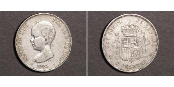 5 Песета Королівство Іспанія (1874 - 1931) Срібло Alfonso XIII of Spain (1886 - 1941)