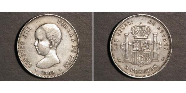 5 Песета Королівство Іспанія (1874 - 1931) Срібло Alfonso XIII of Spain (1886 - 1941)