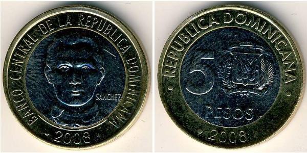 5 Песо Домініканська Республіка Біметал 