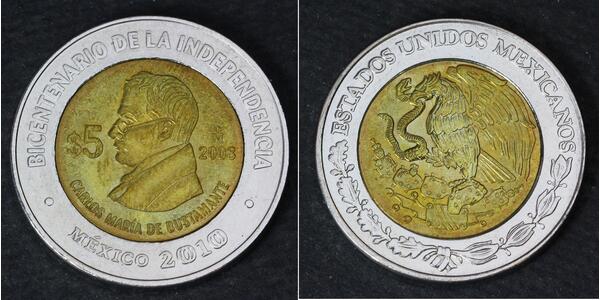 5 Песо Мексиканські Сполучені Штати (1867 - ) Біметал 