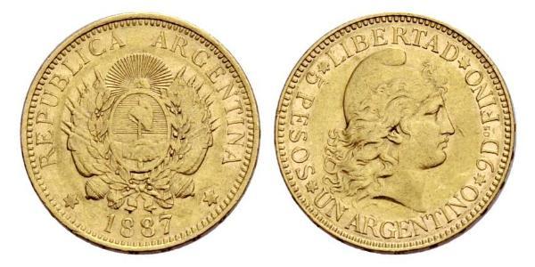 5 Песо Аргентинская Республика (1861 - ) Золото 