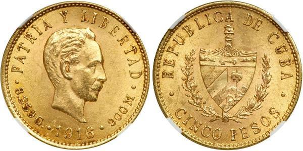 5 Песо Куба Золото Jose Julian Marti Perez (1853 - 1895) 