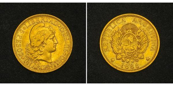 5 Песо Республіка Аргентина (1861 - ) Золото 