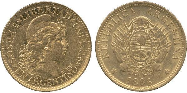 5 Песо Республіка Аргентина (1861 - ) Золото 