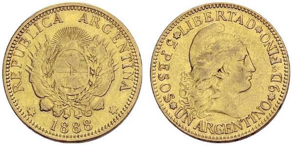 5 Песо Республіка Аргентина (1861 - ) Золото 
