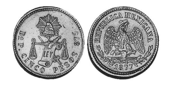 5 Песо Соединённые Штаты Мексики (1867 - ) Золото 