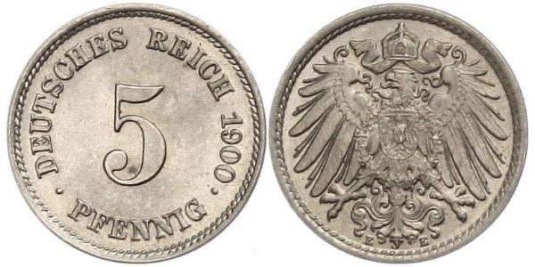 5 Пфенниг Германская империя (1871-1918) Никель/Медь 