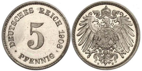 5 Пфенниг Германская империя (1871-1918) Никель/Медь 