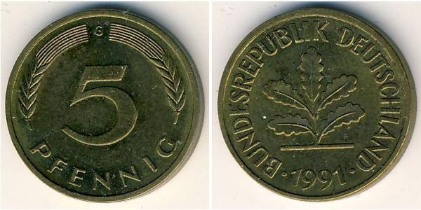 5 Пфеніг ФРН (1949-1990) Латунь 