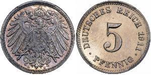 5 Пфеніг Німецька імперія (1871-1918) Нікель/Мідь 