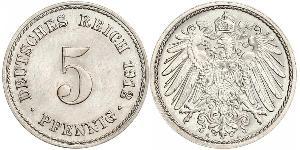 5 Пфеніг Німецька імперія (1871-1918) Нікель/Мідь 