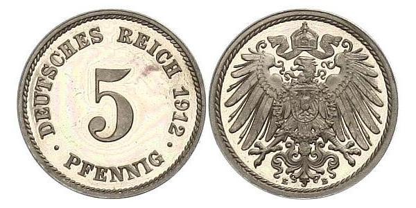 5 Пфеніг Німецька імперія (1871-1918) Нікель/Мідь 
