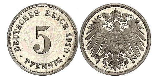 5 Пфеніг Німецька імперія (1871-1918) Нікель/Мідь 