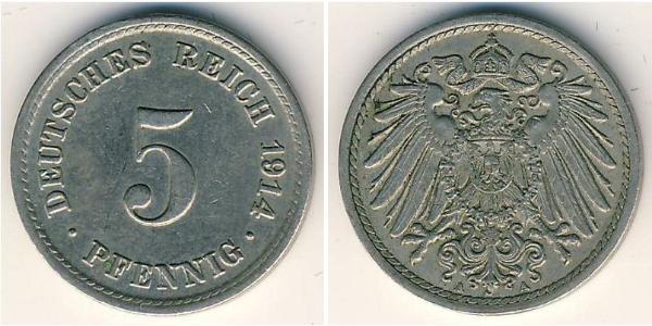 5 Пфеніг Німецька імперія (1871-1918) Нікель/Мідь 