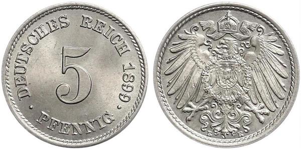 5 Пфеніг Німецька імперія (1871-1918) Нікель/Мідь 
