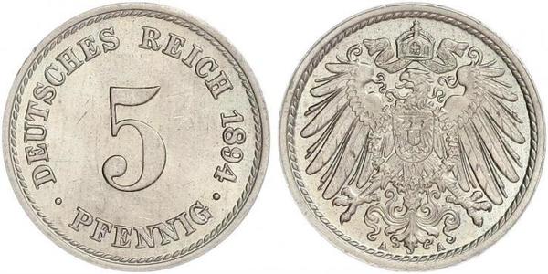 5 Пфеніг Німецька імперія (1871-1918) Нікель/Мідь 