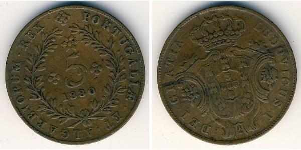 5 Рейс Азорські о-ви / Королівство Португалія (1139-1910) Мідь 