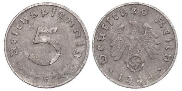 5 Рейхспфенниг Третий рейх (1933-1945) Цинк 