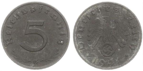 5 Рейхспфенниг Третий рейх (1933-1945) Цинк 