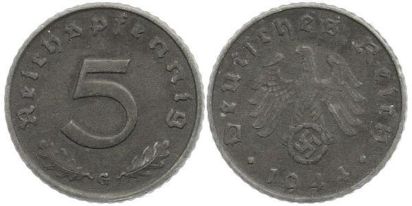 5 Рейхспфенниг Третий рейх (1933-1945) Цинк 