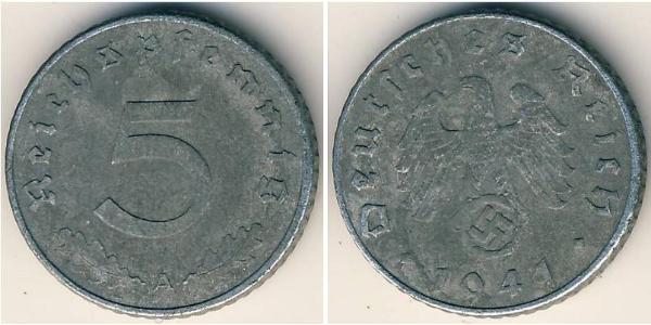 5 Рейхспфеніг Третій рейх (1933-1945) Цинк 