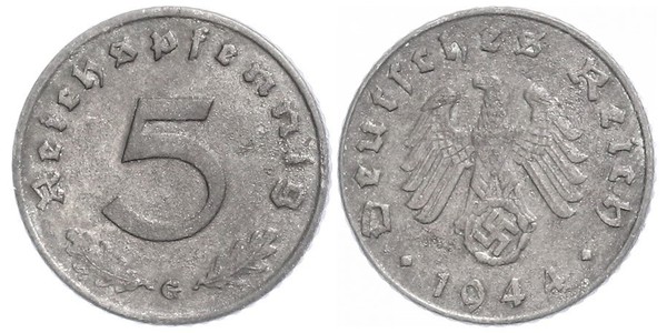 5 Рейхспфеніг Третій рейх (1933-1945) Цинк 