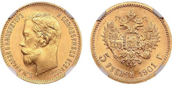 5 Рубль Российская империя (1720-1917) Золото Николай II (1868-1918)