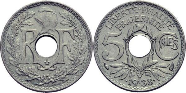 5 Сантім Третя французька республіка (1870-1940)  Нікель/Мідь 