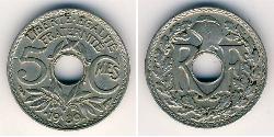 5 Сент Третя французька республіка (1870-1940)  Нікель/Бронза 