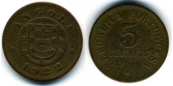 5 Сентаво  Portuguese Angola (1575-1975) / Португалія Бронза 