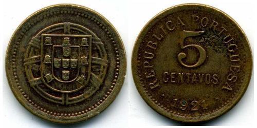 5 Сентаво Первая Португальская республика (1910 - 1926) Бронза 