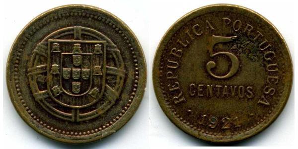 5 Сентаво Первая Португальская республика (1910 - 1926) Бронза 