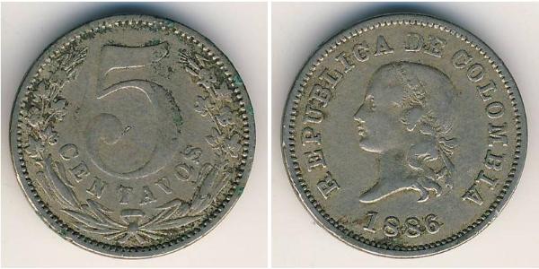 5 Сентаво Республіка Колумбія (1886 - ) Нікель/Мідь 