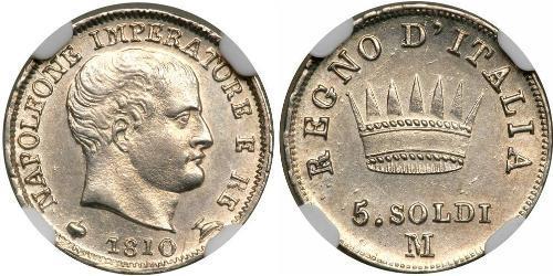 5 Сентесимо Королевство Италия (наполеоновское) (1805–1814) Серебро Наполеон I(1769 - 1821)