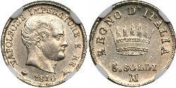 5 Сентесімо Королівство Італія (Наполеонівське) (1805–1814) Срібло Наполеон I Бонапарт(1769 - 1821)