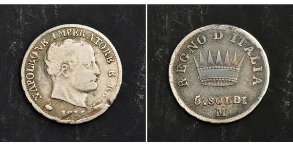 5 Сольдо Королевство Италия (наполеоновское) (1805–1814) Серебро Наполеон I(1769 - 1821)