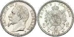 5 Franc Second French Empire (1852-1870) Silver Napoleon III (1808-1873)