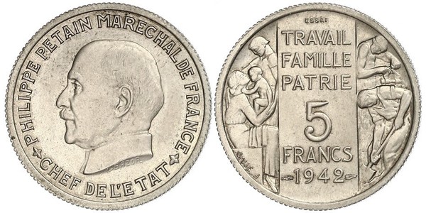 5 Франк Vichy France (1940-1944)  Філіпп Петен