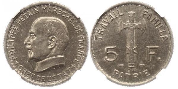 5 Франк Vichy France (1940-1944)  Філіпп Петен