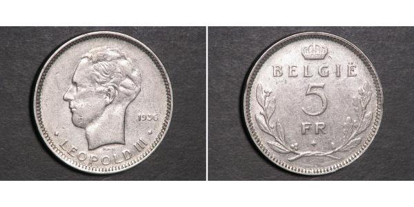 5 Франк Бельгія  Леопольд III (король Бельгії)